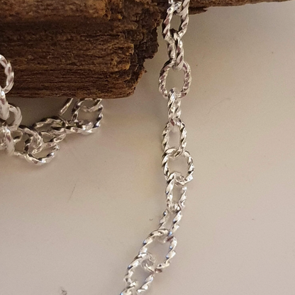 Sterling Silver Chunky Twistwd Oval Belcher Cable Chain