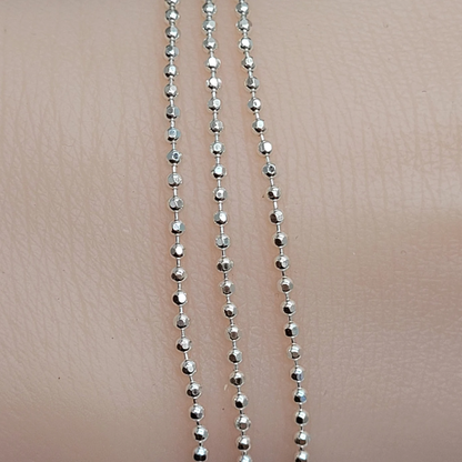 Sterling Silver Triple Diamond Cut Bead Strand Bracelet - PLUS SIZE available