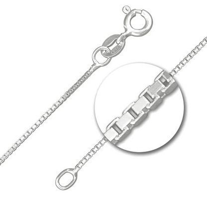 Sterling Silver Box Link Chain (0.8mm Wide)