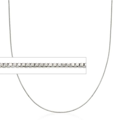 Sterling Silver Box Link Chain (0.8mm Wide)