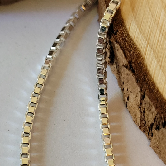 Sterling Silver Box Link Chain (1mm Wide)