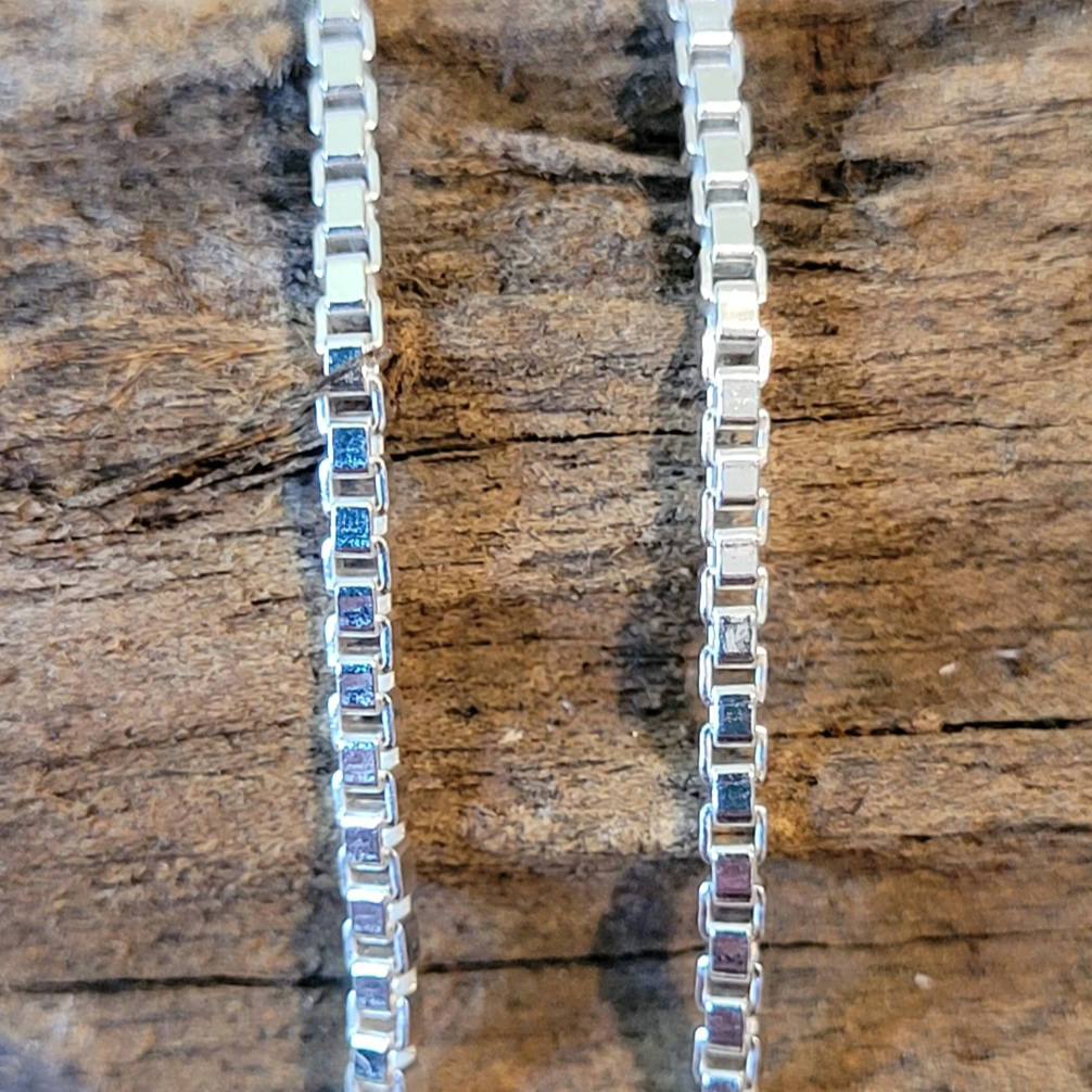 Sterling Silver Box Link Chain (1mm Wide)