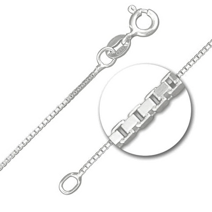 Sterling Silver Box Link Chain (1mm Wide)