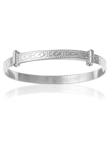 5MM Wide Engraved / Embossed Tribal Pattern/Design Expanding / Expandable / Adjustable Bangle Bracelet for Baby/Child/Children/Women - 925 Sterling Silver - Size: BABY (Small)