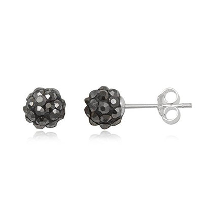 4MM UNISEX Sparkly Austrian Crystal Disco Ball Silver Stud Earrings/Ear Studs - GREY HEMATITE