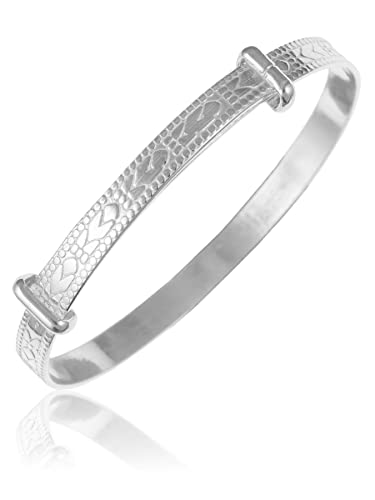 5MM Wide Engraved / Embossed Tribal Pattern/Design Expanding / Expandable / Adjustable Bangle Bracelet for Baby/Child/Children/Women - 925 Sterling Silver - Size: BABY (Small)