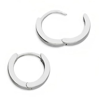 10MM Sterling Silver Plain Huggie Hinged Hoop Earrings for Women Men Unisex - 925 Sterling Silver Round Hoop Earrings - Small Mini Sleeper Earrings