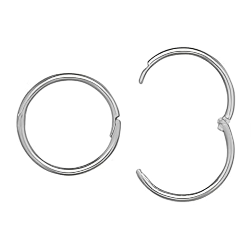 13MM Sterling Silver Square Edged Hoop Earrings - Hinged Hoops - Plain & Simple Faceted Hinged