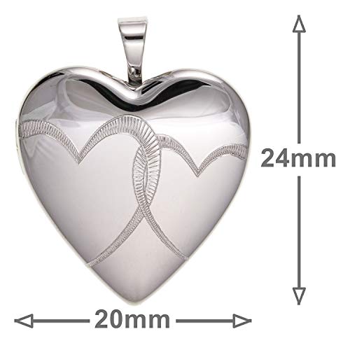 20mm Engraved Interlocking Hearts Pattern Sterling Silver Heart Locket Necklace for Women/Teenager/Girls On 20 Inch Chain - 925 Sterling Silver - Engravable - Size: 20mm W X 24mm H