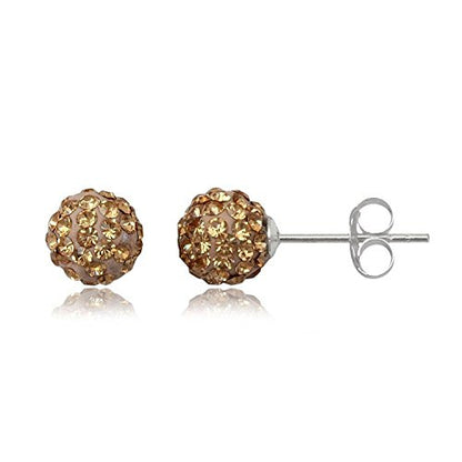 6MM WOMENS Sparkly Disco Ball Sterling Silver Stud Earrings - BROWN COLORADO TOP