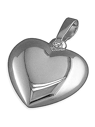 Puffed Heart Sterling Silver Pendant - On 20" Inch Chain - Ideal Heart Necklace