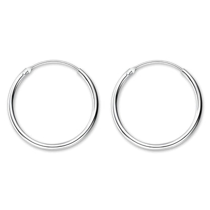 16MM Sterling Silver Plain Simple Polished Top Hinged Endless Hoop Earrings - Fine Circle Round Hoop Sleeper Earrings for Women/Teenagers/Girls