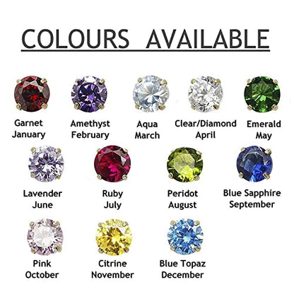 5MM 9ct Yellow Gold Cubic Zirconia (CZ) Round Cut Birthstone Stud Earrings/Ear Studs for Women/Teenage/Girls - RED GARNET