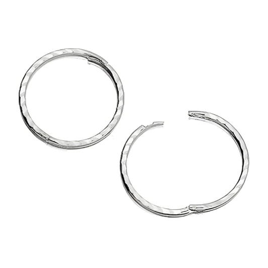 13MM Diamond Cut Faceted Square/Flat Edged Sterling Silver Round Hoop Half Hinged Earrings - Polished Round Hoop Sleeper Earrings for Women/Teenagers/Girls