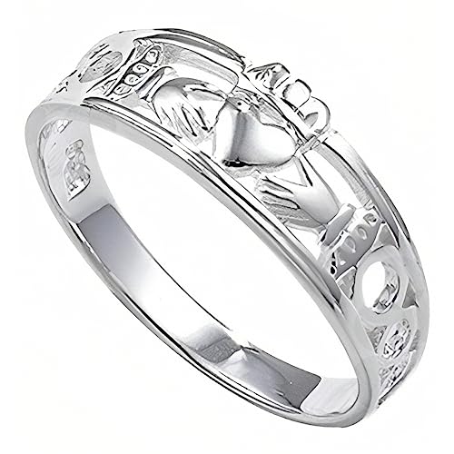 Classic Irish Celtic Claddagh Band Ring - 925 Sterling Silver - Claddagh Jewellery - Size N