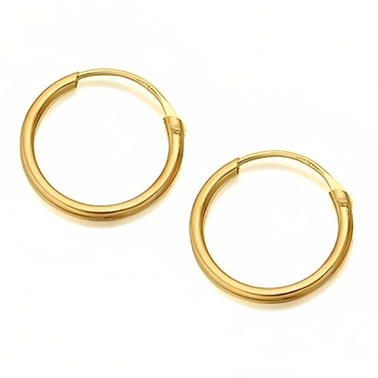 9ct Gold Hinged Hoop Earrings - 10MM Diameter