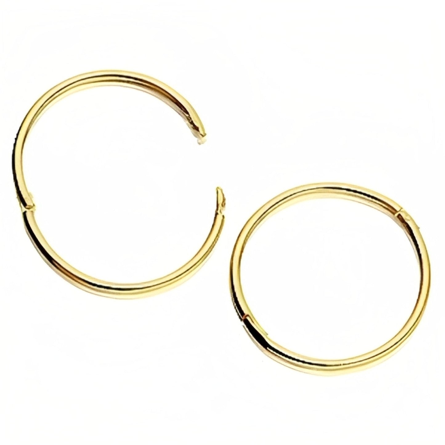 15MM 9ct Yellow Gold Hinged Hoop Earrings - 15MM Diameter