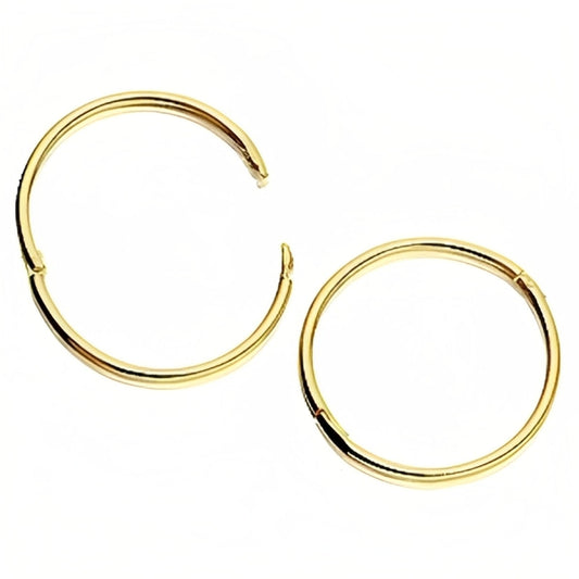 15MM 9ct Yellow Gold Hinged Hoop Earrings - 15MM Diameter